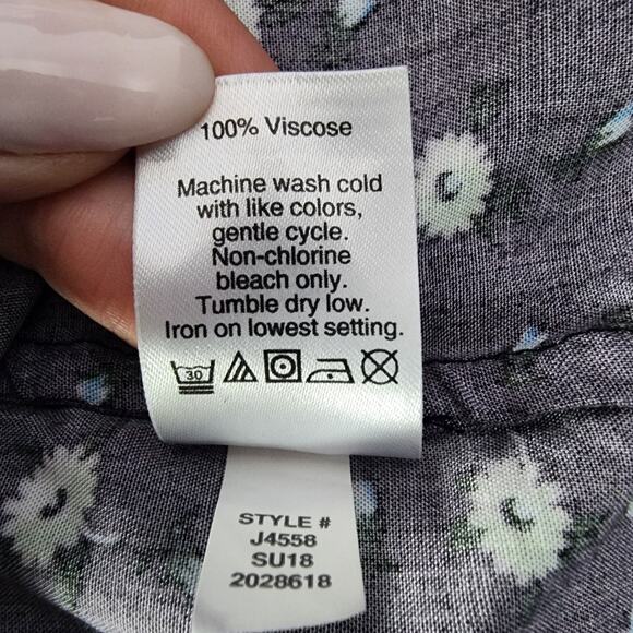 J.Crew Mercantile Easy Wrap Black Daisy Midi Dress | Women's Small - Picture 13 of 13